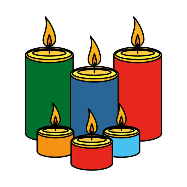 Aromatherapie Set Kerzen Symbole Vektor Illustration Design — Stockvektor