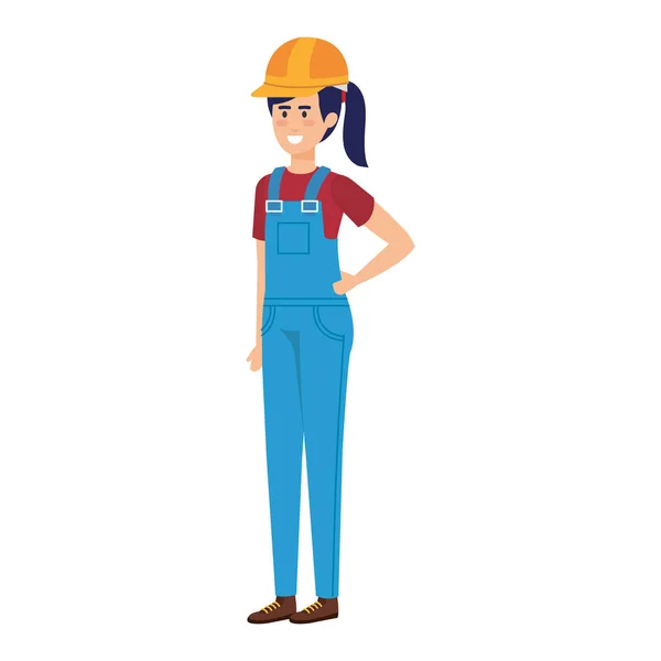 Vrouwelijke Bouwer Constructor Met Helm Vector Illustratie Ontwerp — Stockvector