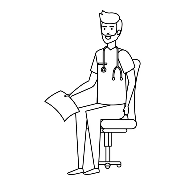 開業医医療順序ベクトル図とオフィスの椅子に座って — ストックベクタ