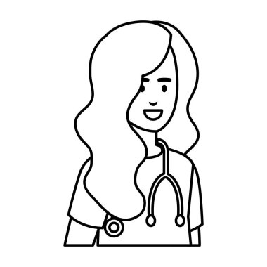 stetoskop karakter vektör çizim tasarımı ile kadın uygulayıcısı