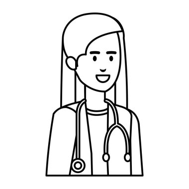 kadın doktor stetoskop karakter vektör çizim tasarımı ile