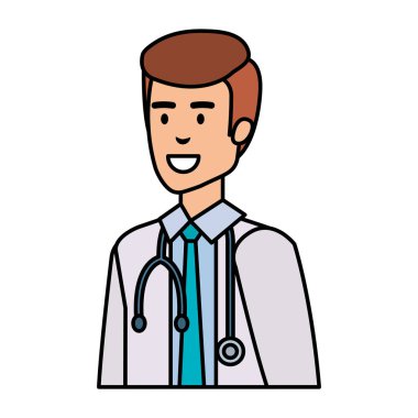 Doktor stetoskop karakter vektör çizim tasarımı ile