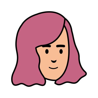 güzel bir kadın baş avatar karakter vektör çizim tasarımı