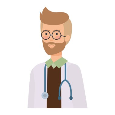 Doktor stetoskop karakter vektör çizim tasarımı ile