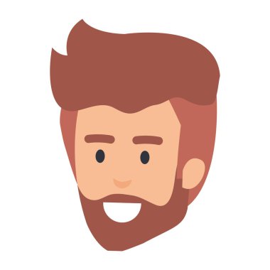 Genç adam kafa sakal avatar karakter vektör çizim tasarımı ile