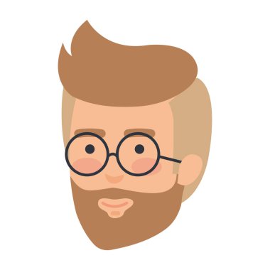 Genç adam Merkez sakal ve gözlük illüstrasyon tasarım vektör