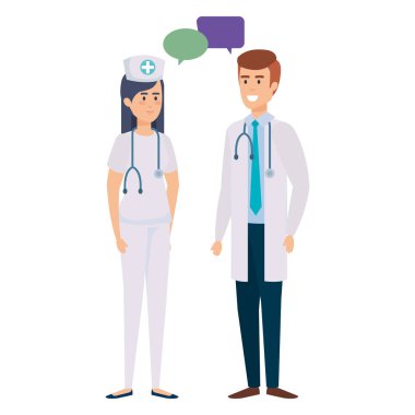 Doktorlar kaç karakter konuşurken illüstrasyon tasarım vektör