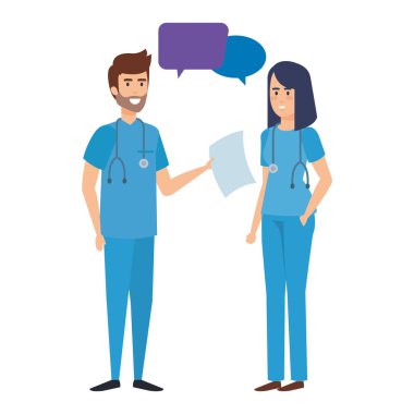 Doktorlar kaç karakter konuşurken illüstrasyon tasarım vektör