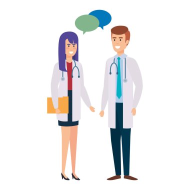 Doktorlar kaç karakter konuşurken illüstrasyon tasarım vektör