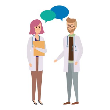 Doktorlar kaç karakter konuşurken illüstrasyon tasarım vektör