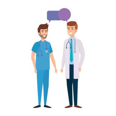 Avatarlar karakter konuşan doktorlar illüstrasyon tasarım vektör