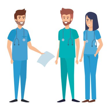 Doktorlar sağlık personeli vektör çizim tasarım grubu