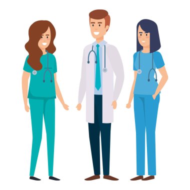 Doktorlar sağlık personeli vektör çizim tasarım grubu