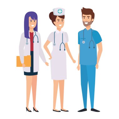 Doktor ile hemşire vektör çizim tasarım Grup