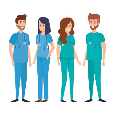 Doktorlar sağlık personeli vektör çizim tasarım grubu