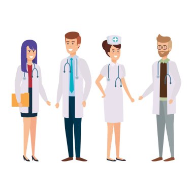 Doktor ile hemşire vektör çizim tasarım Grup