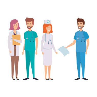 Doktor ile hemşire vektör çizim tasarım Grup