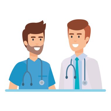 Doktorlar Stetoskoplar karakterlerle illüstrasyon tasarım vektör