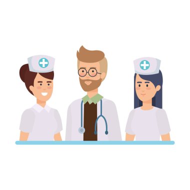 Doktor ile hemşire vektör çizim tasarım Grup