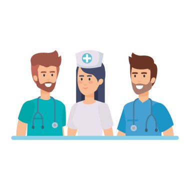 Doktor ile hemşire vektör çizim tasarım Grup