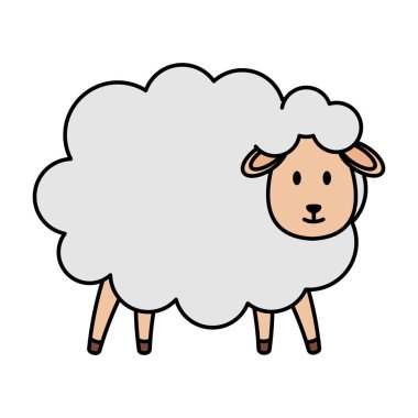 sevimli koyun karakter vektör çizim tasarım çiftlik
