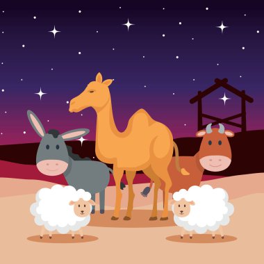 hayvanların yemlik karakter vektör çizim tasarım grubu