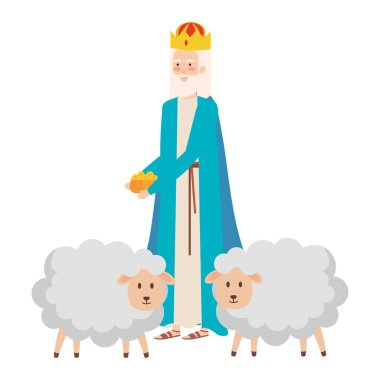 bilge adam koyun yemlik karakterlerle vektör çizim tasarım