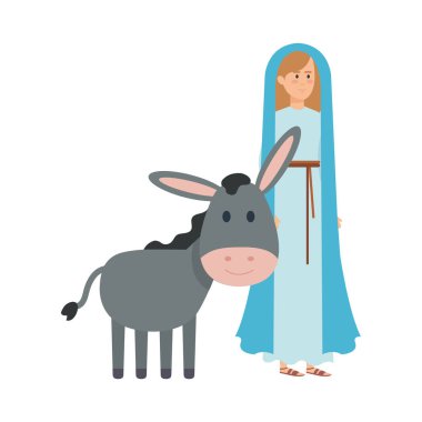 şirin mary katır karakterlerle bakire vektör çizim tasarım