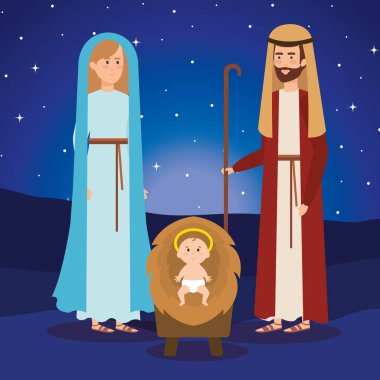 Kutsal Aile yemlik karakterleri çizimde tasarım vektör