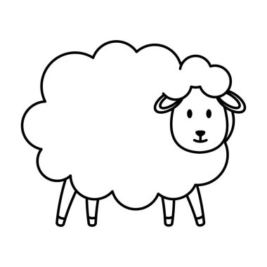 sevimli koyun karakter vektör çizim tasarım çiftlik