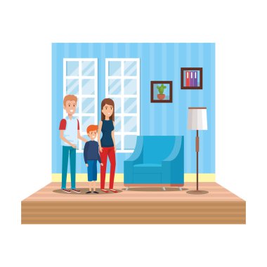 Anne ile oğlu oturma vektör çizim tasarım