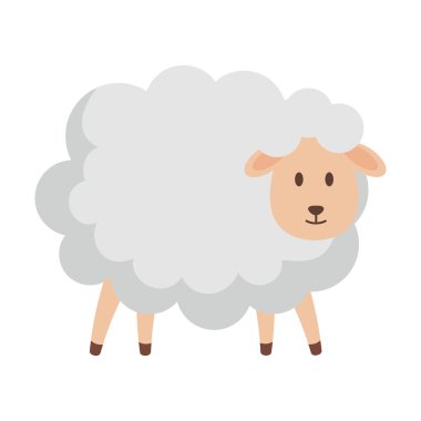 sevimli koyun karakter vektör çizim tasarım çiftlik