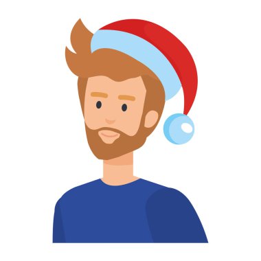 Genç adam Noel kazağı ve şapka vektör çizim tasarım