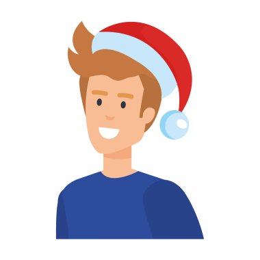 Genç adam Noel kazağı ve şapka vektör çizim tasarım