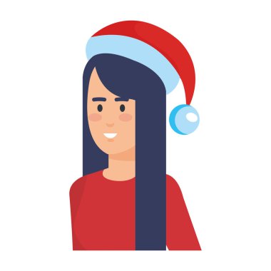 Noel kazağı ve şapka vektör çizim tasarım kadın ile