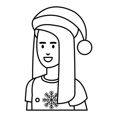 Noel kazağı ve şapka vektör çizim tasarım kadın ile