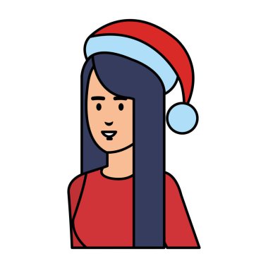 Noel kazağı ve şapka vektör çizim tasarım kadın ile