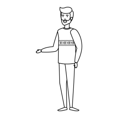 Noel kazağı vektör çizim tasarım ile genç adam