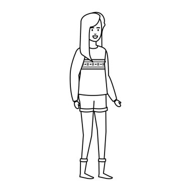 Noel kazağı vektör çizim tasarım kadınla