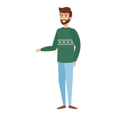 Noel kazağı vektör çizim tasarım ile genç adam