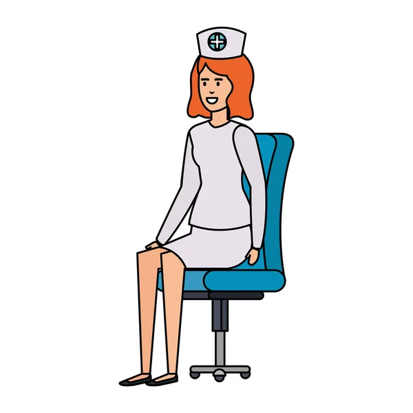 Belle Infirmière Assise Dans Une Chaise Bureau Vecteur Illustration Design — Image vectorielle