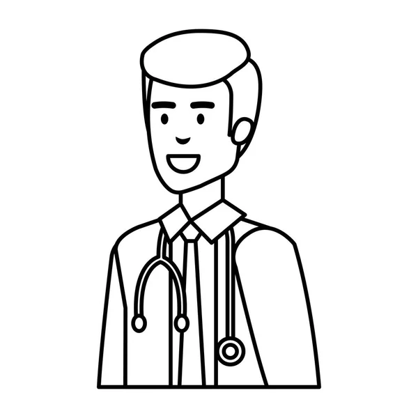 Medico Con Stetoscopio Personaggio Vettore Illustrazione Design — Vettoriale Stock