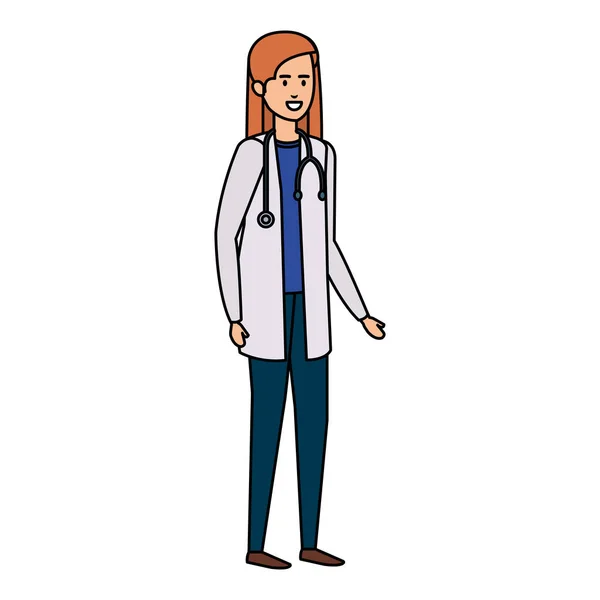 Femme Médecin Avec Stéthoscope Personnage Vecteur Illustration Conception — Image vectorielle