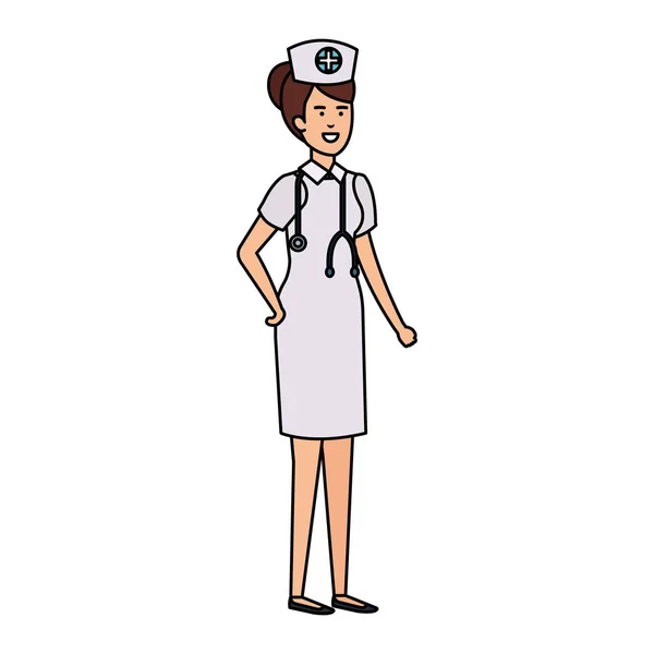 Όμορφη Νοσοκόμα Στηθοσκόπιο Χαρακτήρα Διανυσματικά Εικονογράφηση Σχεδιασμός — Διανυσματικό Αρχείο