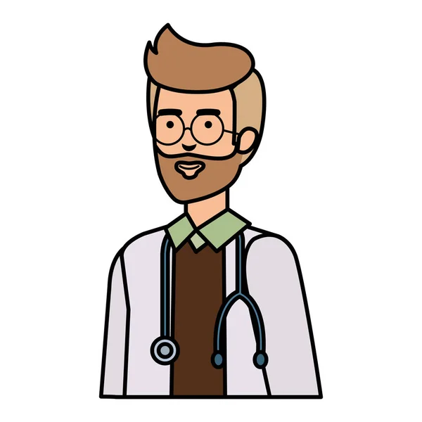 Lekarz Stetoskop Charakter Wektor Ilustracja Projekt — Wektor stockowy