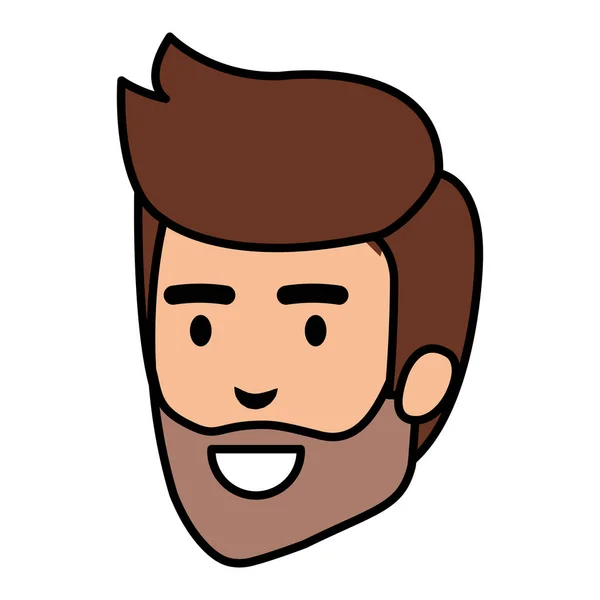 Jeune Homme Tête Avec Barbe Avatar Personnage Vecteur Illustration Design — Image vectorielle