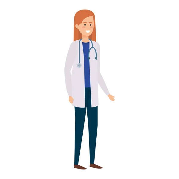 Médico Femenino Con Estetoscopio Carácter Vector Ilustración Diseño — Vector de stock