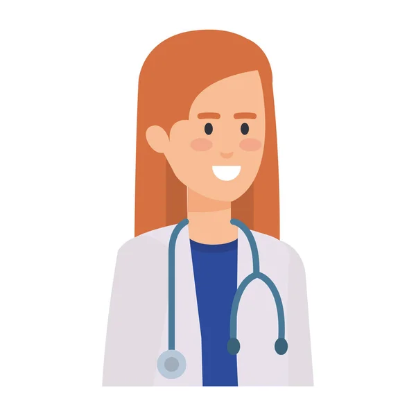 Kvinnliga Läkare Med Stetoskop Karaktärsdesign Vektor Illustration — Stock vektor