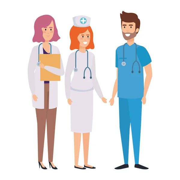 Grupo Médicos Com Desenho Ilustração Vetorial Enfermeira — Vetor de Stock