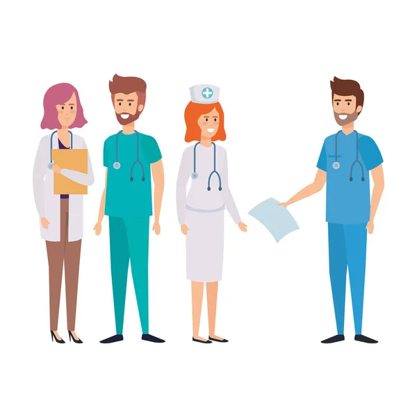 Grupo Médicos Com Desenho Ilustração Vetorial Enfermeira — Vetor de Stock
